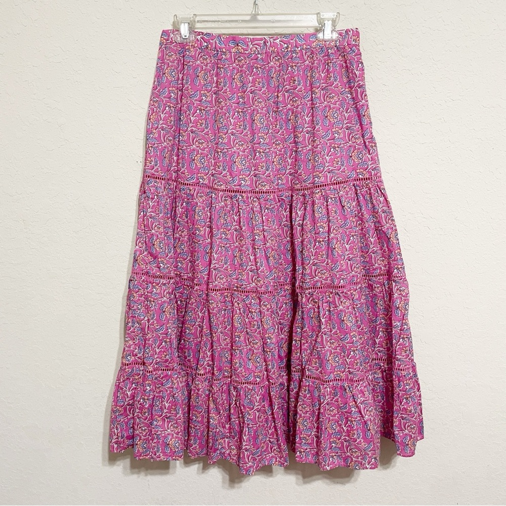 J. Crew NWT pink midi paisley skirt size small